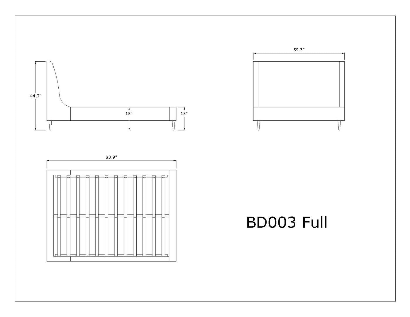 Stege Full-Size Bed - Grey/Black Legs