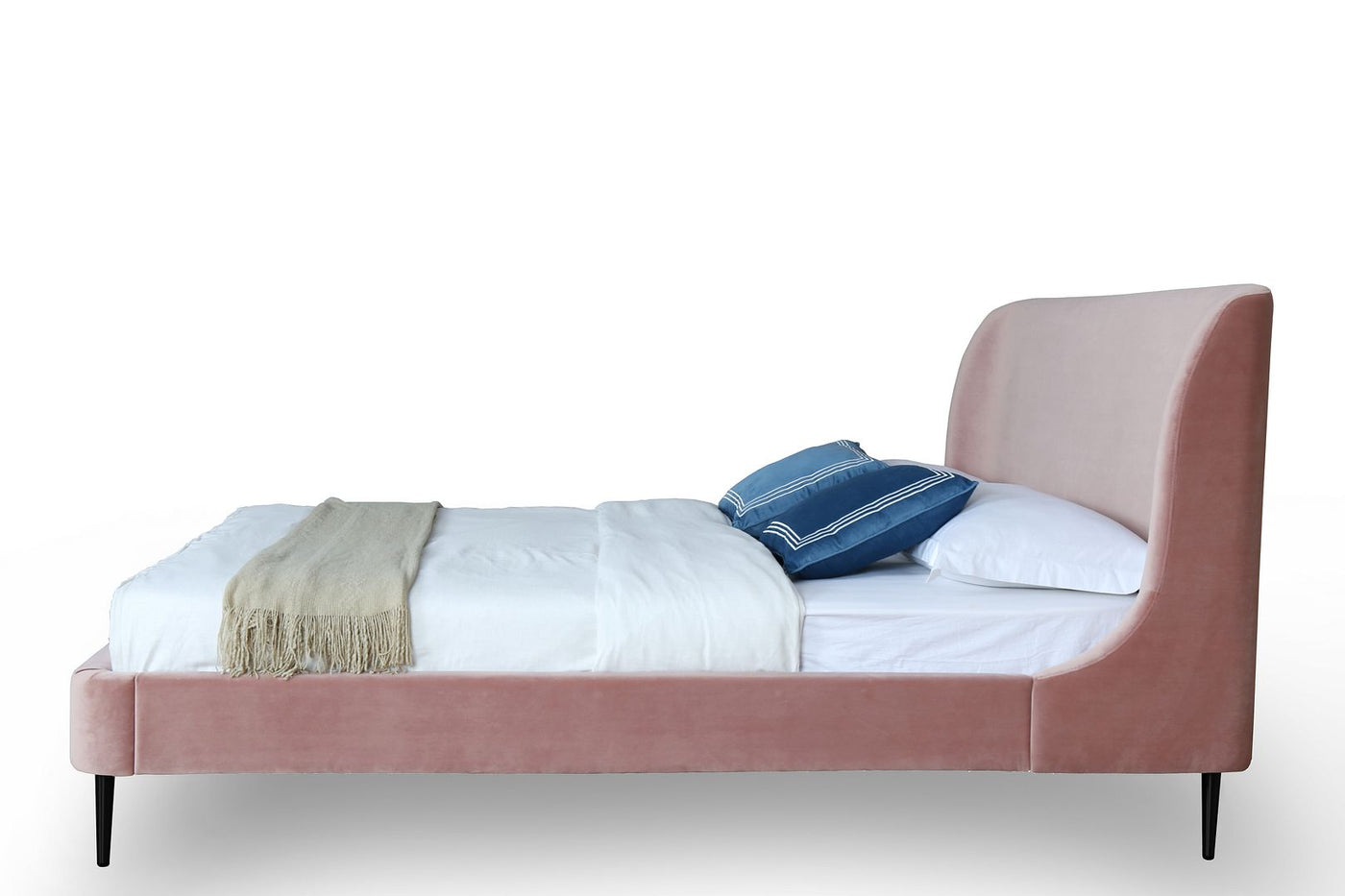 Stege Queen Bed - Blush/Black Legs
