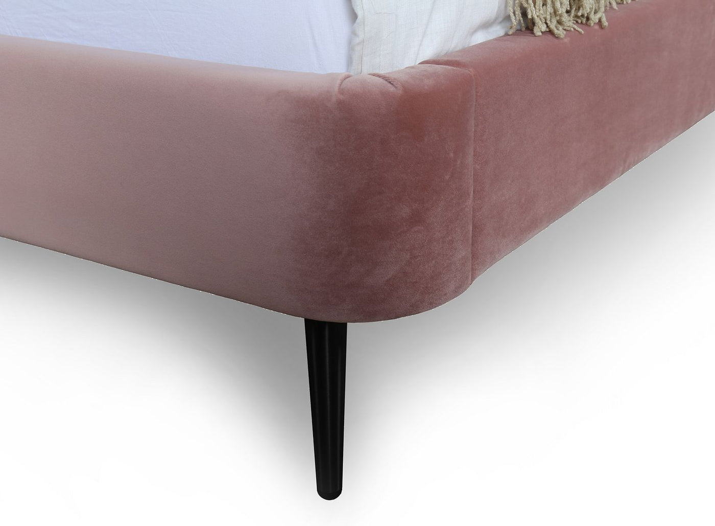 Stege Queen Bed - Blush/Black Legs