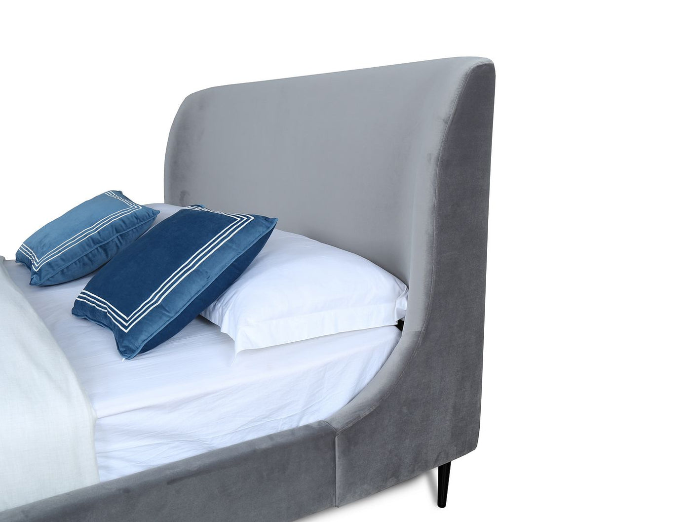 Stege Queen Bed - Grey/Black Legs
