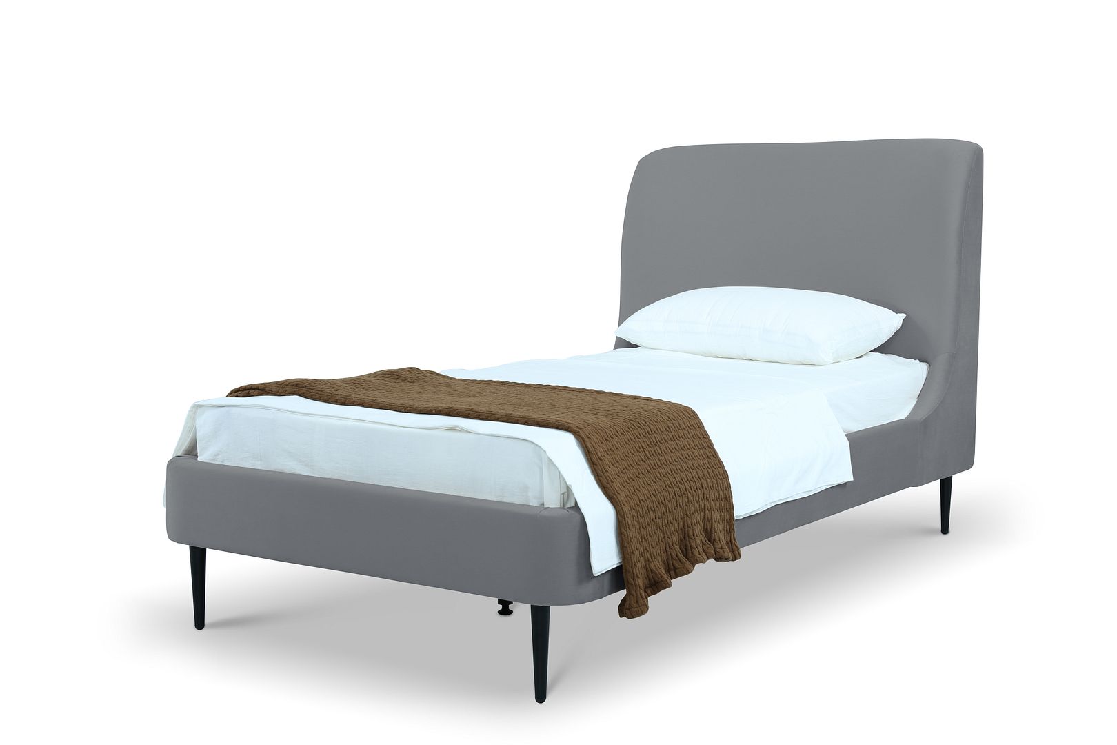 Stege Twin Bed - Grey with Black Legs