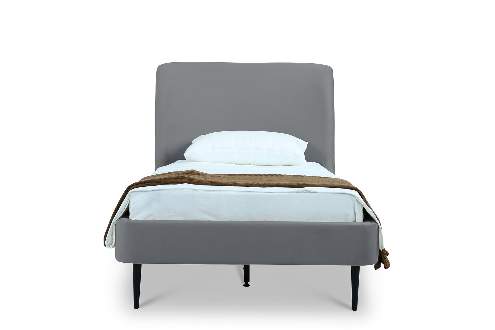 Stege Twin Bed - Grey with Black Legs