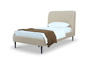 Stege Twin Bed - Taupe with Black Legs
