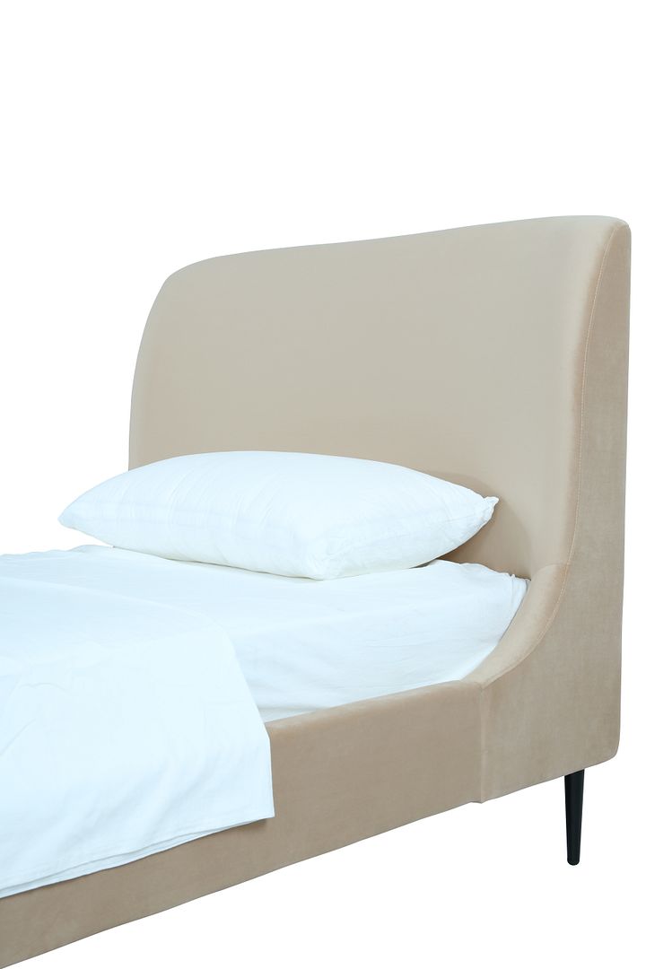 Stege Twin Bed - Taupe with Black Legs
