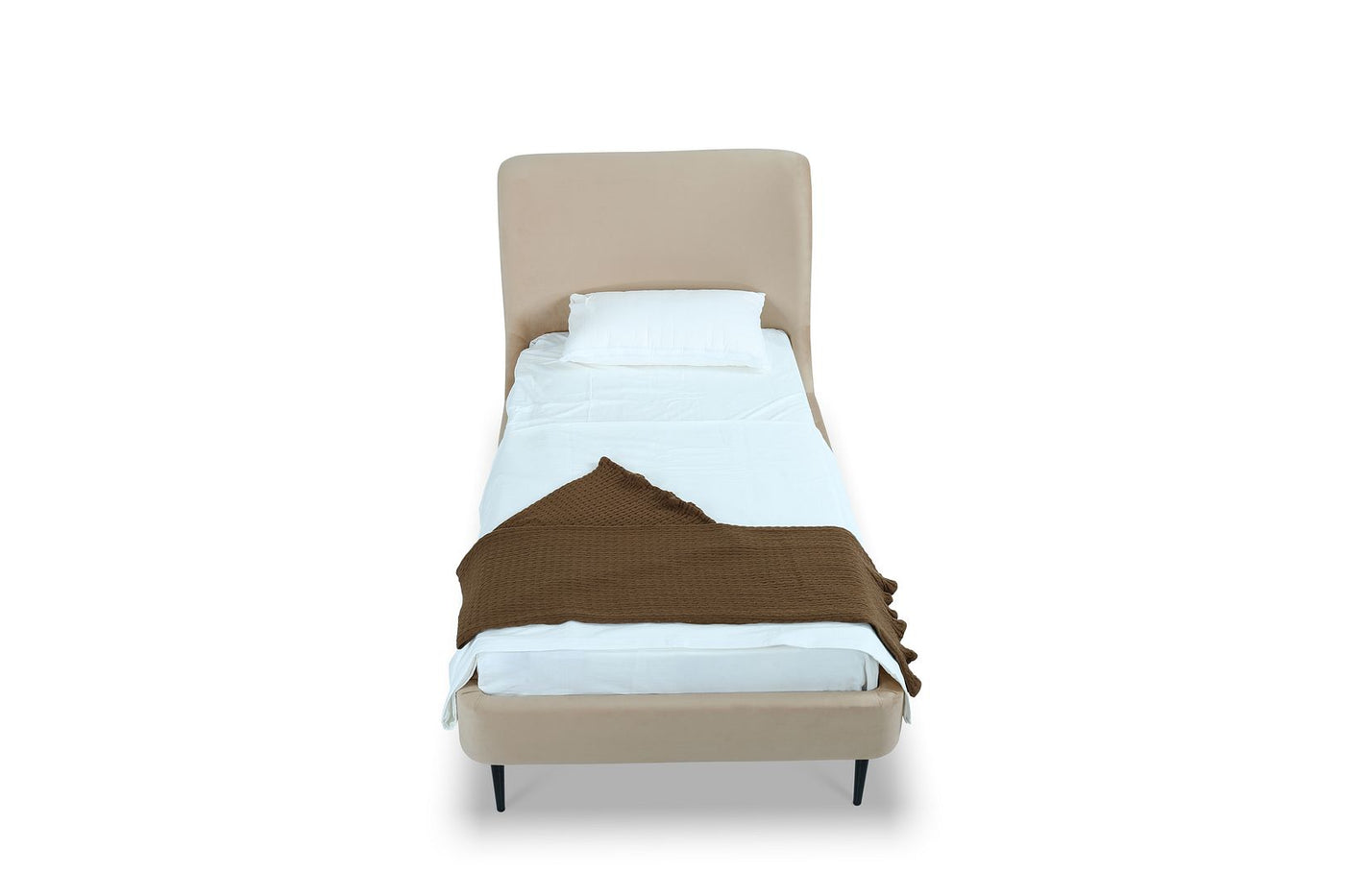Stege Twin Bed - Taupe with Black Legs