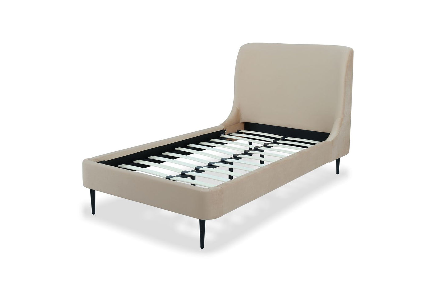 Stege Twin Bed - Taupe with Black Legs