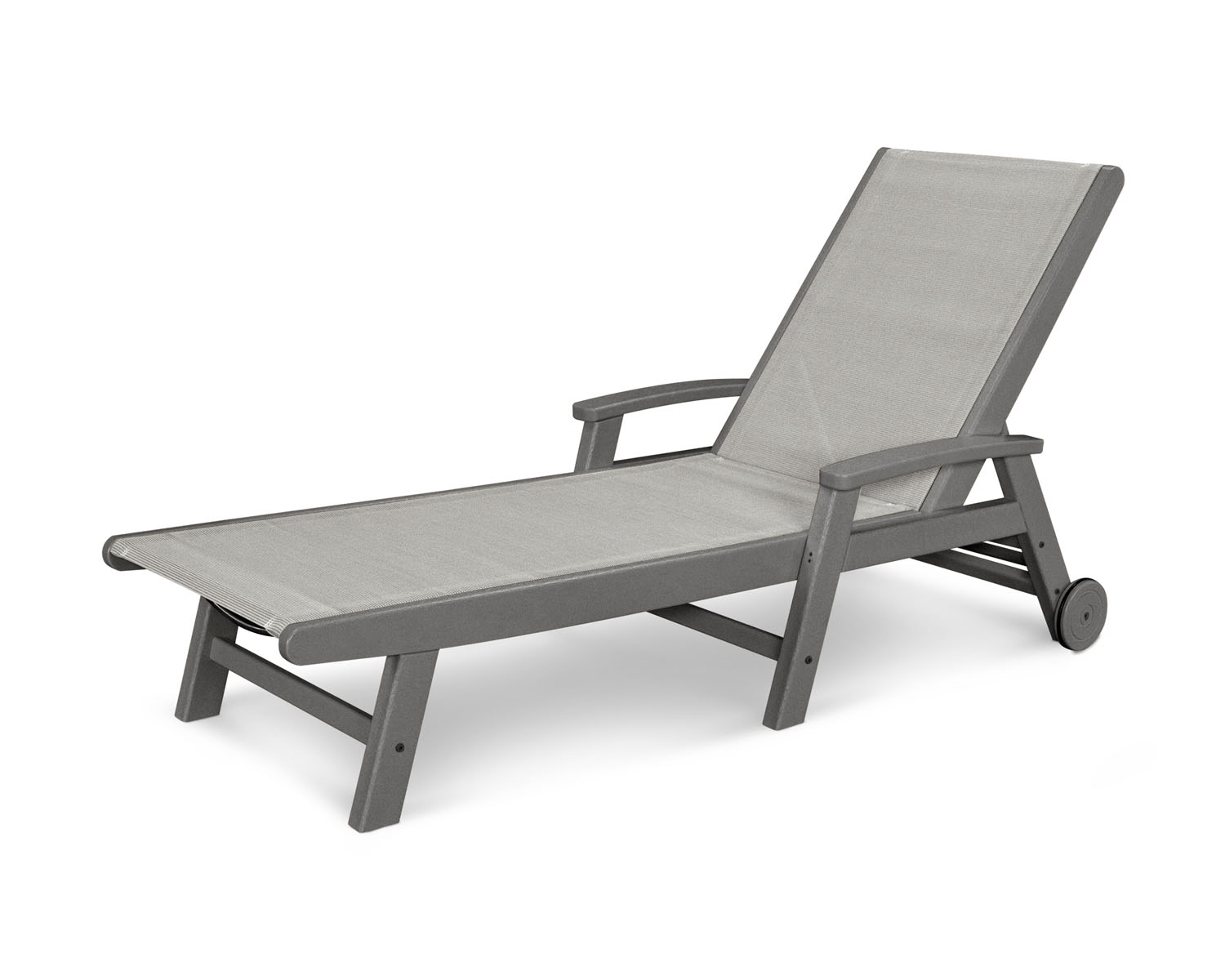POLYWOOD® Coastal Wheel Chaise - Grey/Metallic