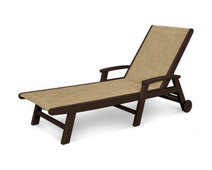 POLYWOOD® Coastal Wheel Chaise - Mahogany/Burlap
