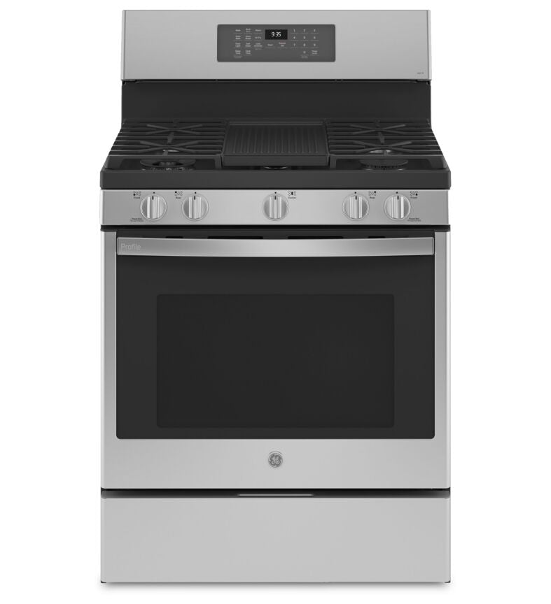 GE Profile Stainless Steel 30" Freestanding Dual-Fuel Range with Air Fry and Storage Drawer (5.7 Cu.Ft) - PC2B935YPFS
