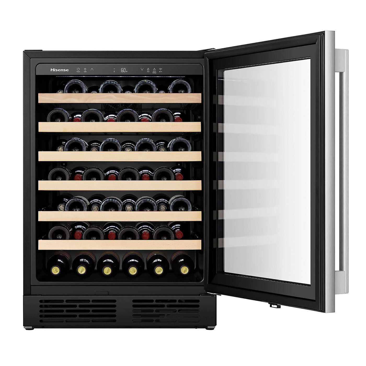 Hisense Stainless Steel Smart 54-Bottle Single Zone Wine Cooler (5.4 cu.ft) - HWS054N6SS
