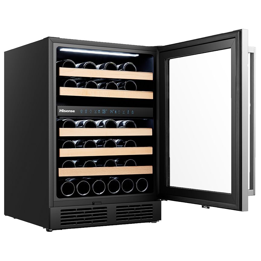 Hisense Stainless Steel Dual Zone Freestanding or Built-In Wine Fridge 46 Bottle - HWD46029SS