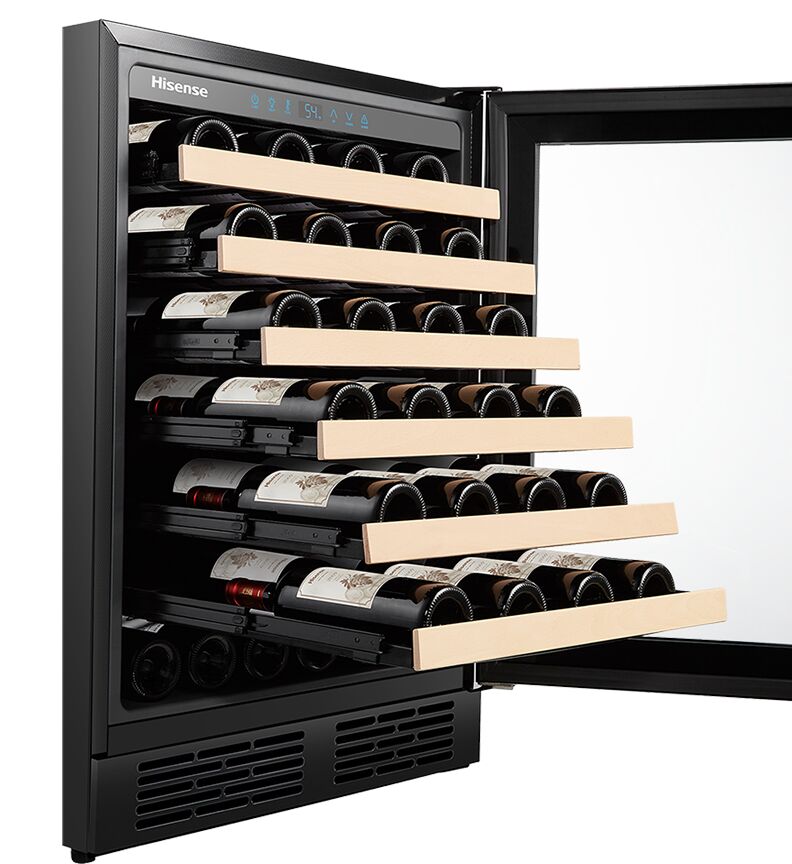 Hisense Stainless Steel Single Zone Freestanding or Built-In Wine Fridge 54 Bottle - HWS54029SS
