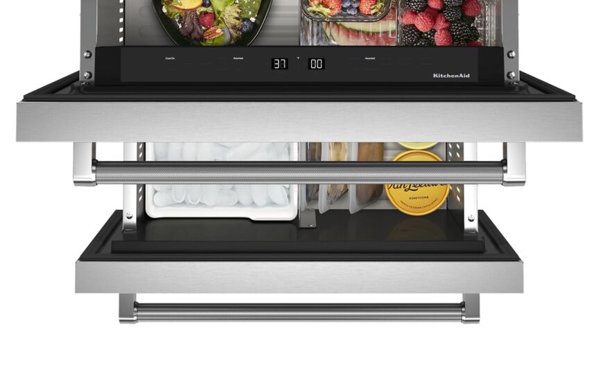 KitchenAid Stainless Steel 24" Undercounter Double-Drawer Refrigerator/Freezer (4.29 Cu Ft) - KUDF204KSB