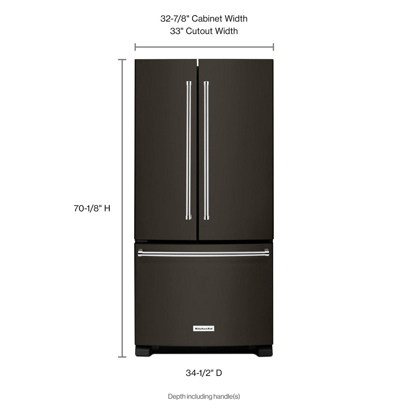 KitchenAid Black Stainless Steel French Door Refrigerator (22.1 Cu. Ft.) - KRFF302EBS