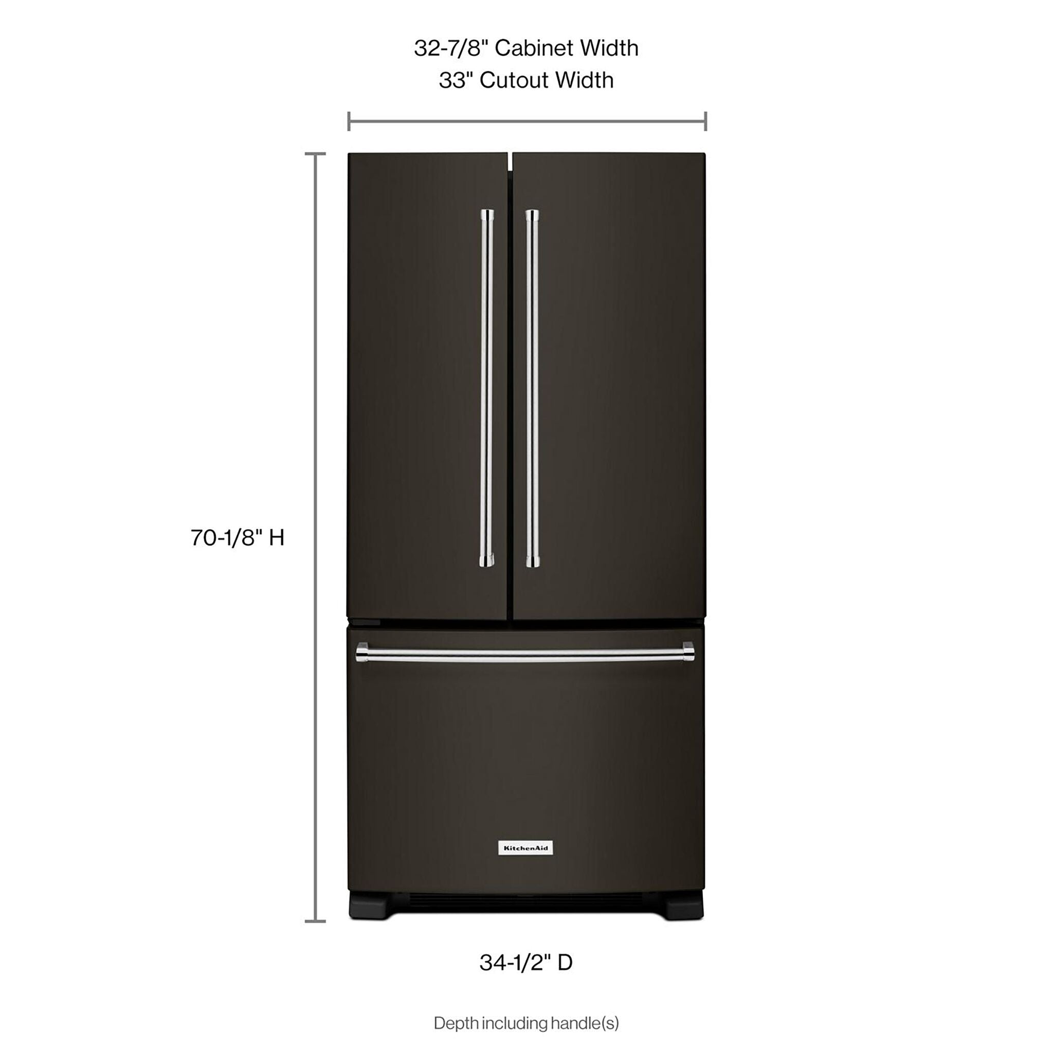 KitchenAid Black Stainless Steel French Door Refrigerator (22.1 Cu. Ft.) - KRFF302EBS