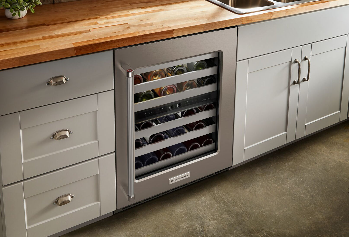 KitchenAid Stainless Steel Under-Counter 46-Bottle Wine Cellar (5.0 cu. ft.) - KUWR314KSS
