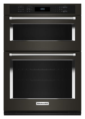 KitchenAid Black Stainless Steel with PrintShield™ Finish 30" Wall Oven and Microwave Combination (5.0 Cu. Ft. / 1.4 Cu. Ft.)- KOEC530PBS