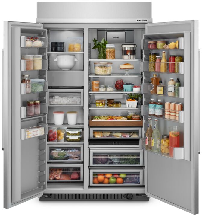 KitchenAid Fingerprint Resistant Stainless Steel 48" Built-In Side-by-Side Refrigerator (30.0 cu. ft.) - KBSN708MPS