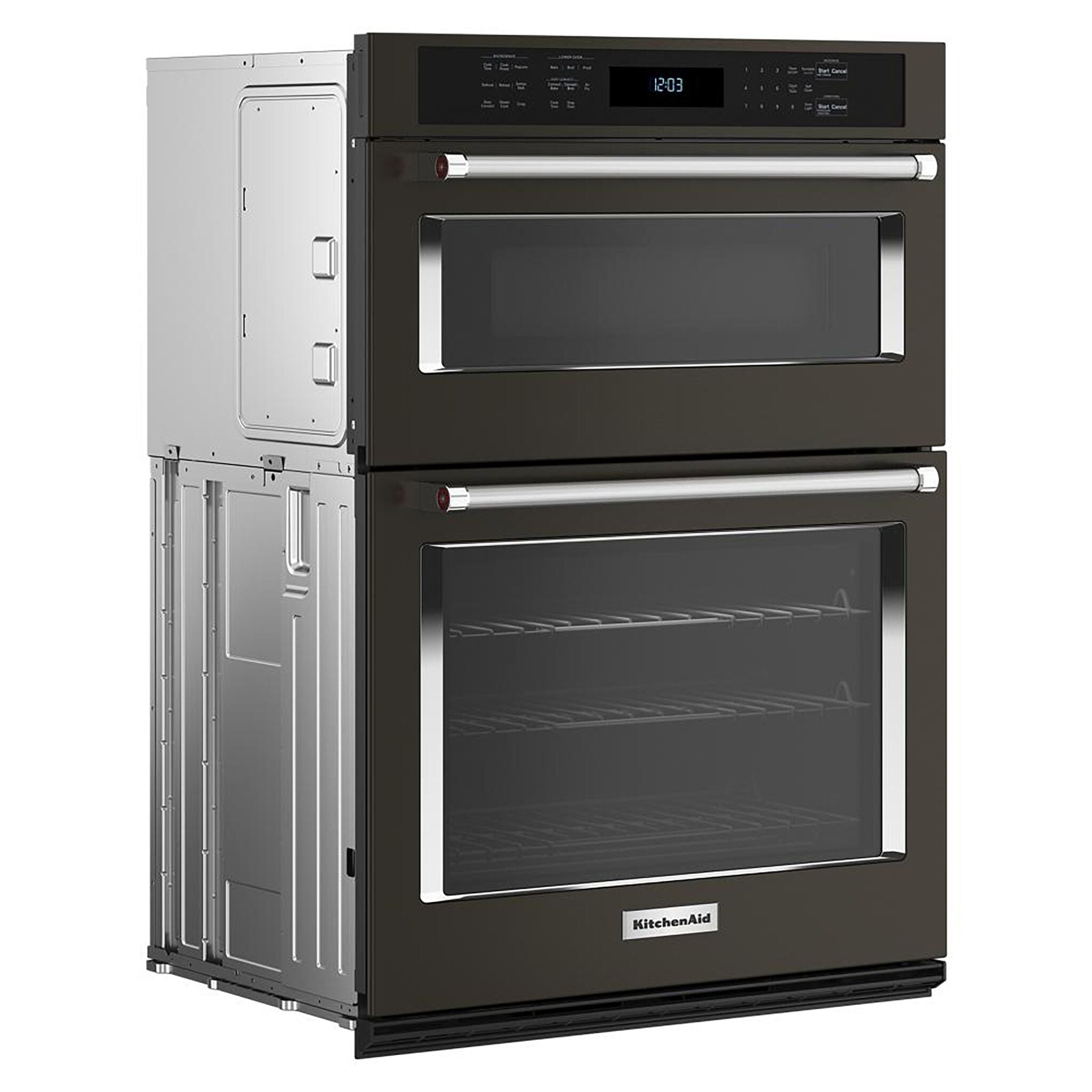 KitchenAid Black Stainless Steel with PrintShield™ Finish 30" Wall Oven and Microwave Combination (5.0 Cu. Ft. / 1.4 Cu. Ft.)- KOEC530PBS