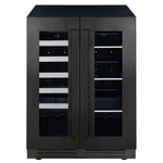 Marathon 24" Black Steel French Door Dual Zone Beverage Cooler (5.0 cu. ft.) - MBWC56-FDBLS
