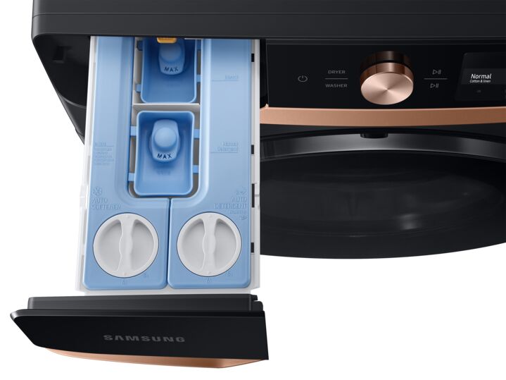 Samsung Black Stainless Steam Front Load Washer with Smart AI (5.3 cu. ft.) - WF46BG6500AVUS