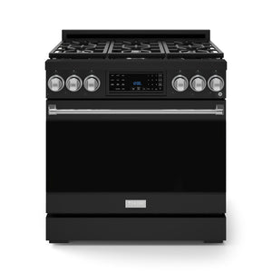 Thor Kitchen Série Gordon Ramsay Cuisinière au gaz propane professionnelle autonome 6,0 pi³ acier inoxydable noir RSG36BLP-SS