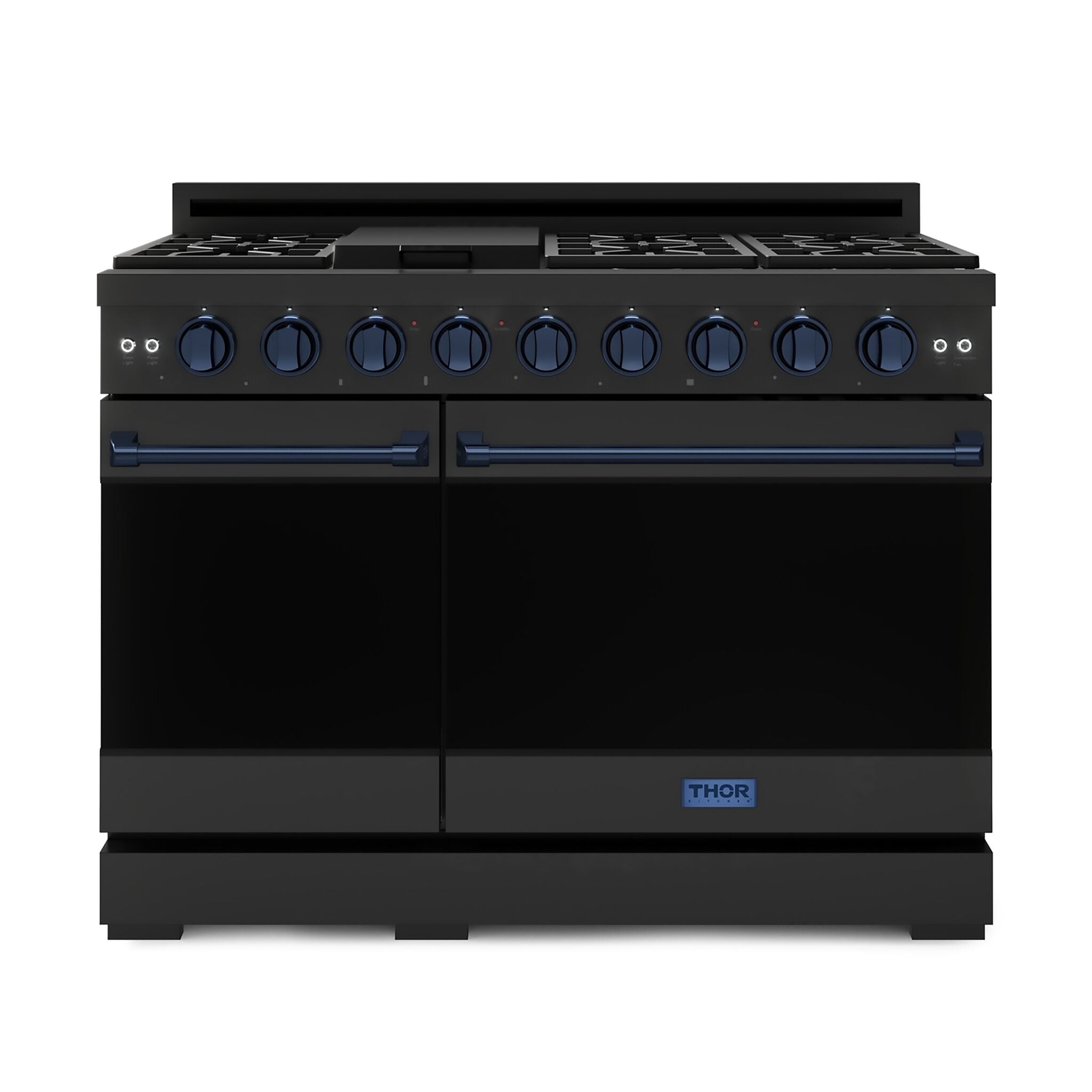 Thor Kitchen Black Stainless Steel Freestanding Professional Double Oven Liquid Propane Gas Range|Gordon Ramsay Series (7 cu.ft.) - RSG48EBLP-BLU