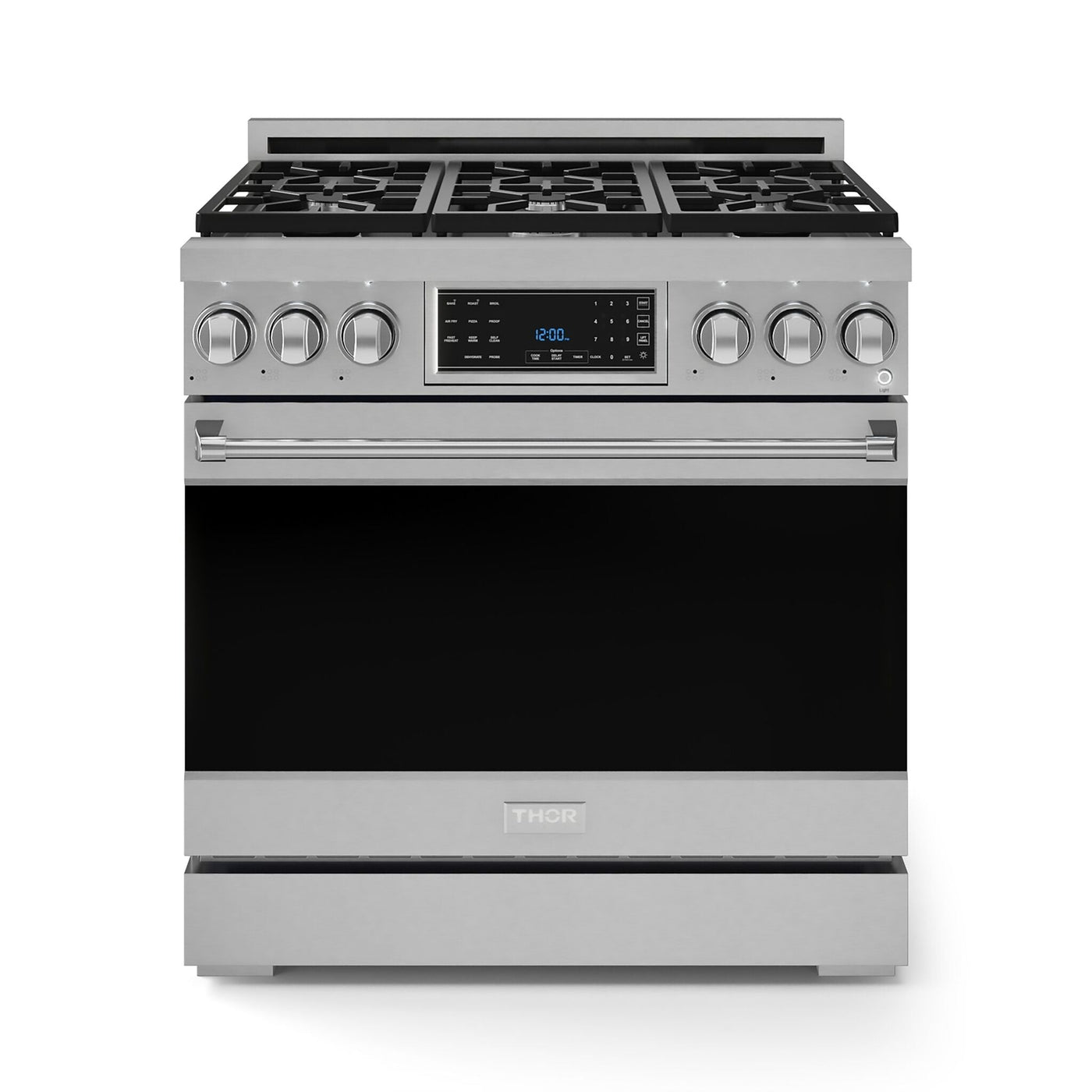 Thor Kitchen Stainless Steel Freestanding Professional Liquid Propane Gas Range|Gordon Ramsay Series (6 cu.ft.)- RSG36LP