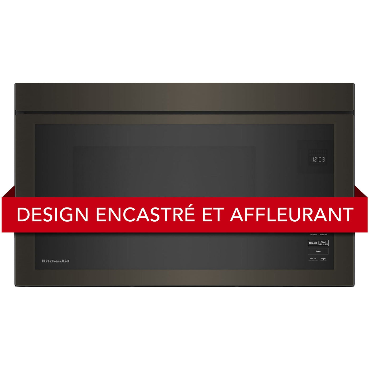 KitchenAid Four micro-ondes 1,1 pi cu avec hotte intégrée acier inoxydable noir YKMMF330PBS--