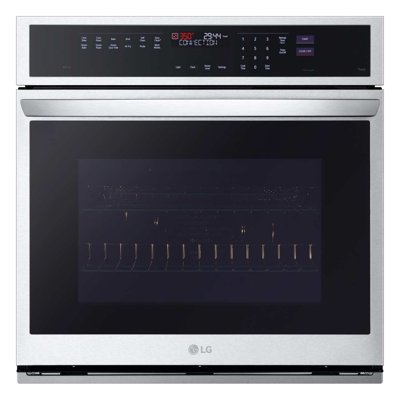 LG Stainless Steel 29.75" Smart Single Wall Oven with
True Convection, InstaView®, Air Fry and
Steam Sous Vide (4.7 Cu. Ft.) - WSEP4727F