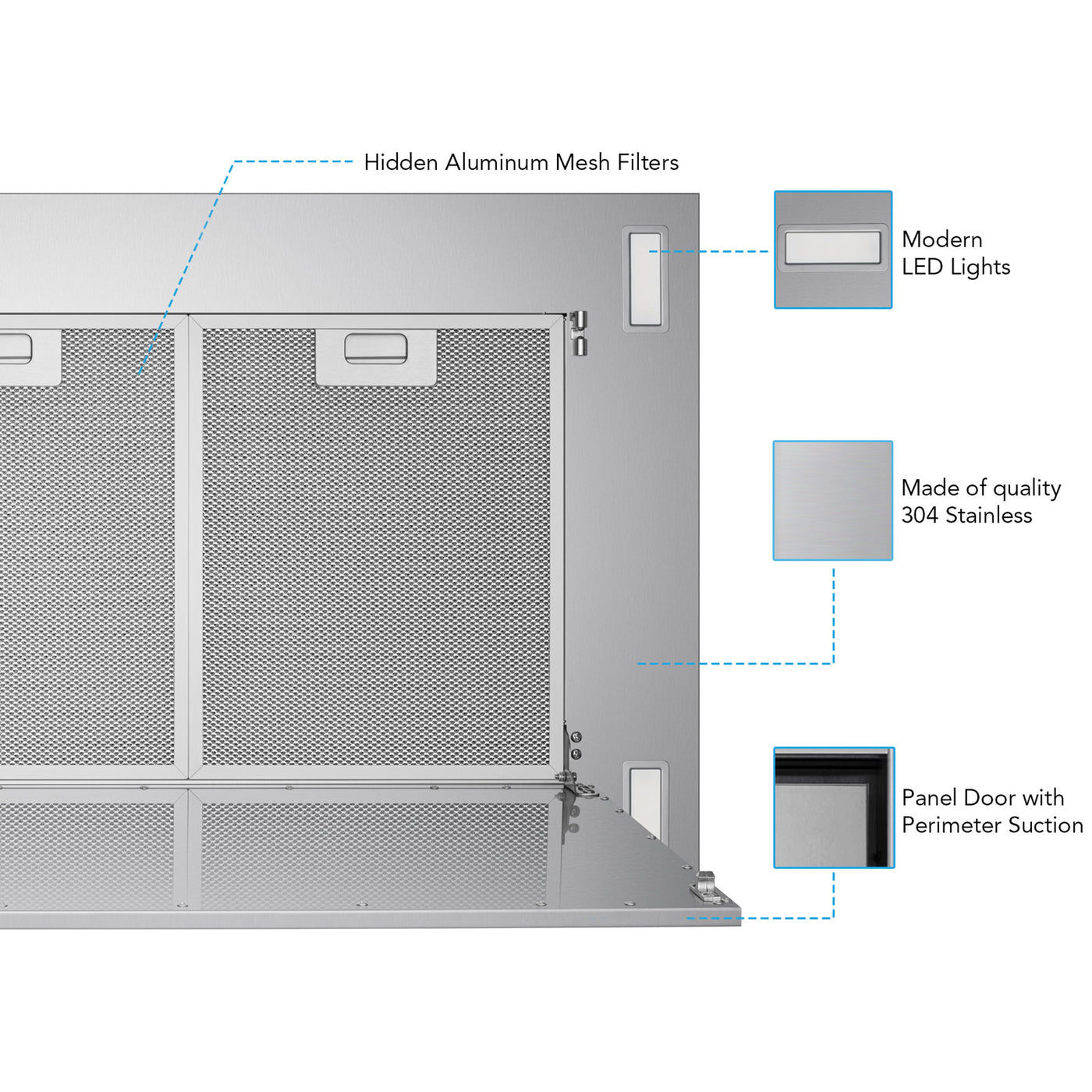 VICTORY Stainless Steel 600 CFM Flush Ceiling Range Hood - Sunset