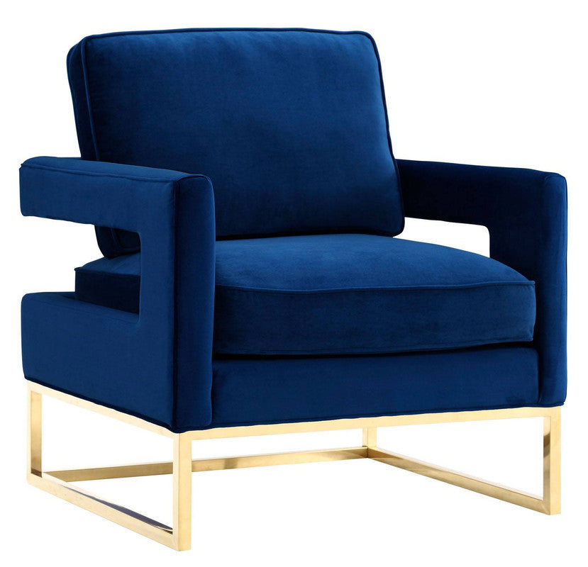 Ameshoff Velvet Accent Chair - Navy