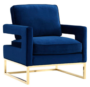 Ameshoff Velvet Accent Chair - Navy