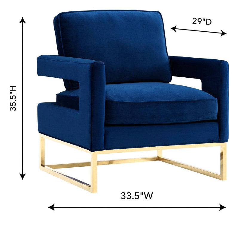 Ameshoff Velvet Accent Chair - Navy