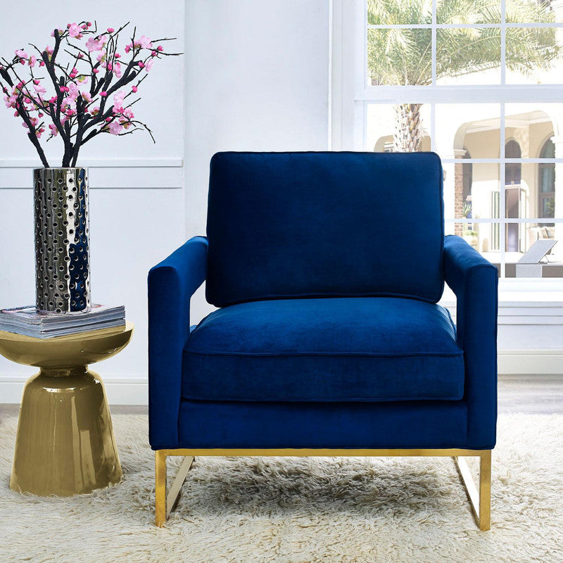 Ameshoff Velvet Accent Chair - Navy