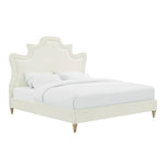 Sterre Platform Velvet Queen Bed - Cream