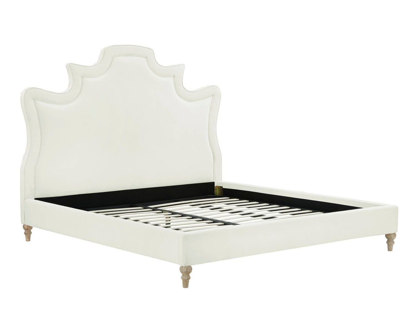 Sterre Platform Velvet Queen Bed - Cream