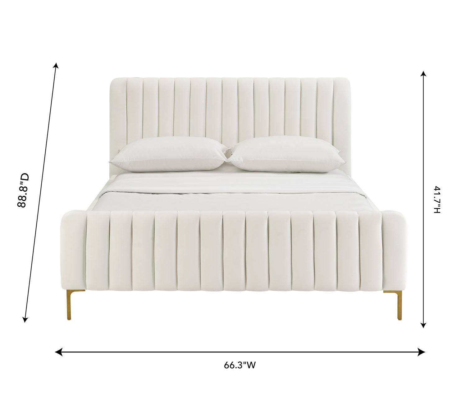 Smithdown Platform Velvet Queen Bed - Cream