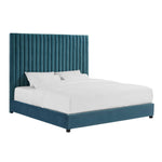 Beavais Platform Velvet Queen Bed - Sea Blue