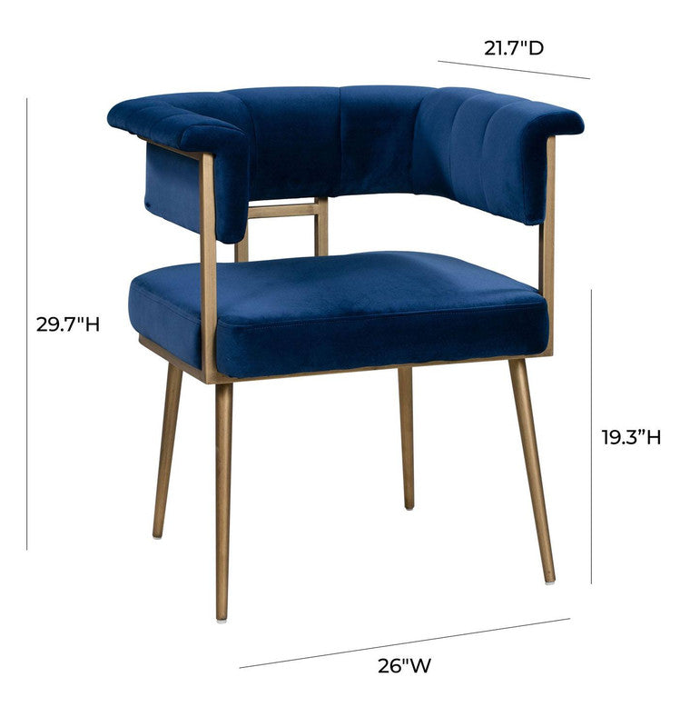 Aalwyn Velvet Dining Chair - Navy