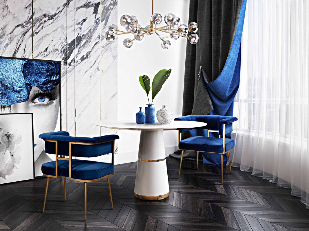 Aalwyn Velvet Dining Chair - Navy