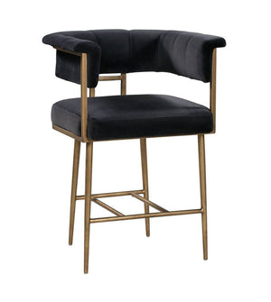 Aalwyn Velvet Counter Stool - Grey