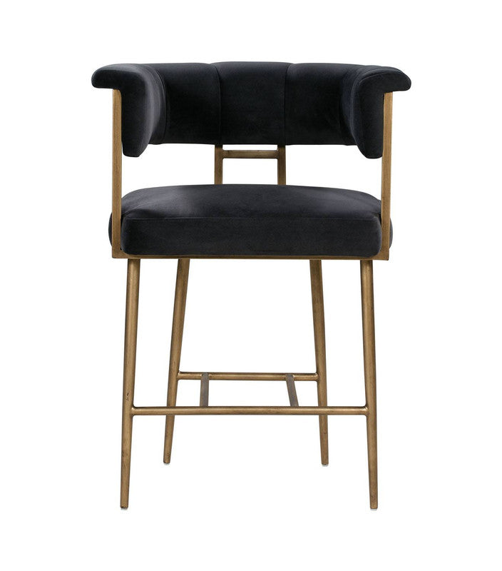 Aalwyn Velvet Counter Stool - Grey