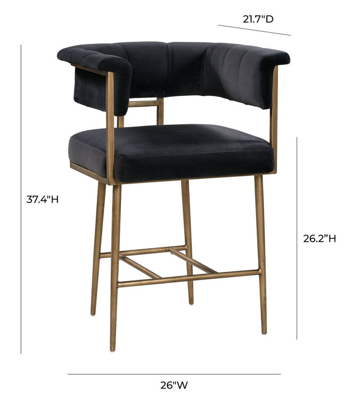 Aalwyn Velvet Counter Stool - Grey