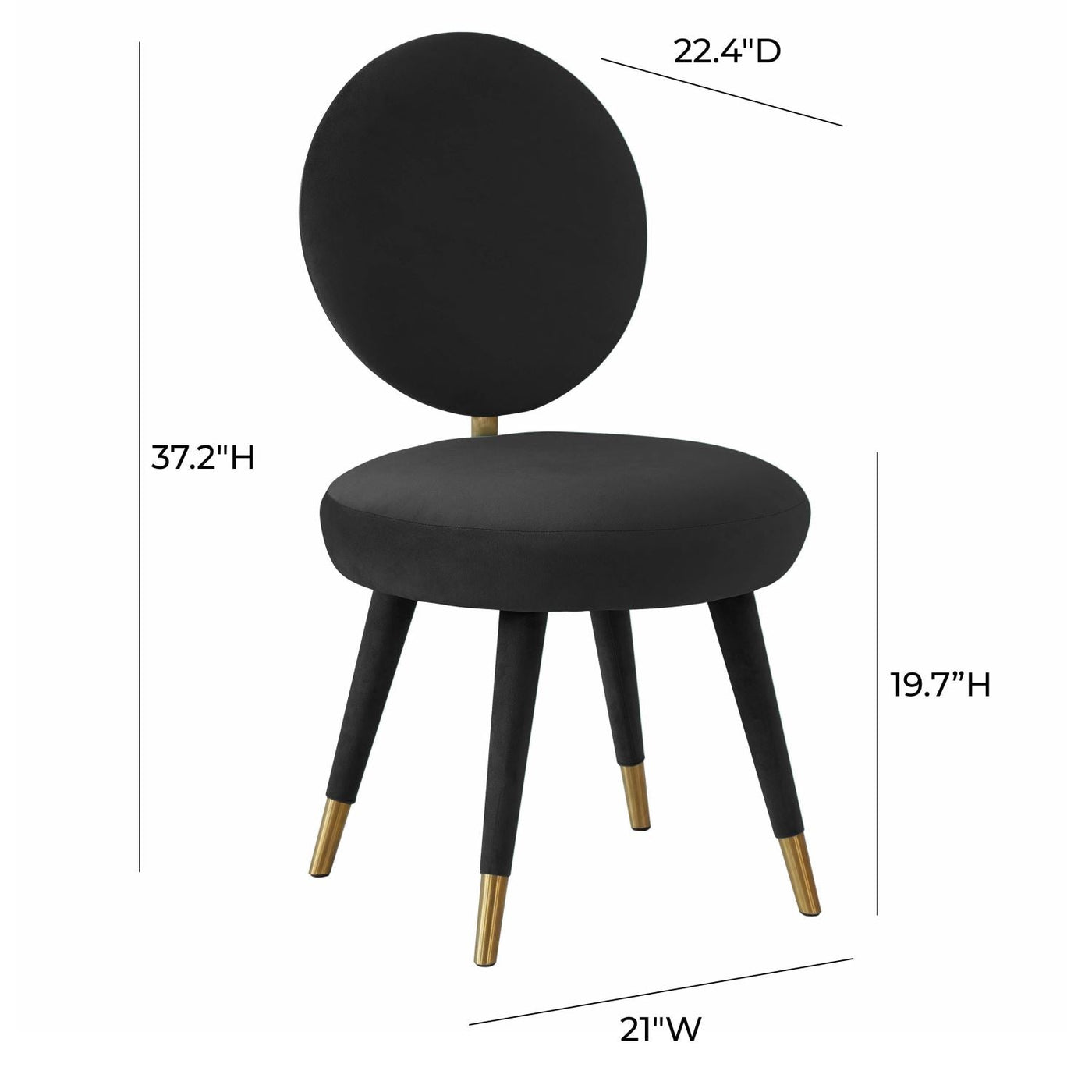Marisbu Velvet Dining Chair - Black