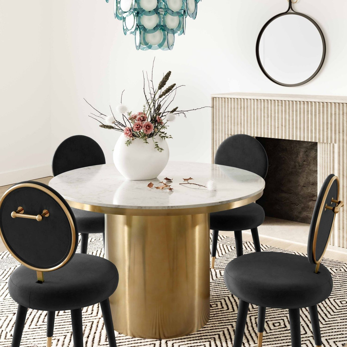Marisbu Velvet Dining Chair - Black