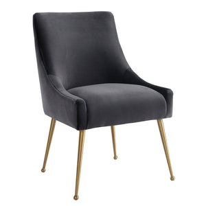 Aries Velvet Dining Chair - Grey/Gold