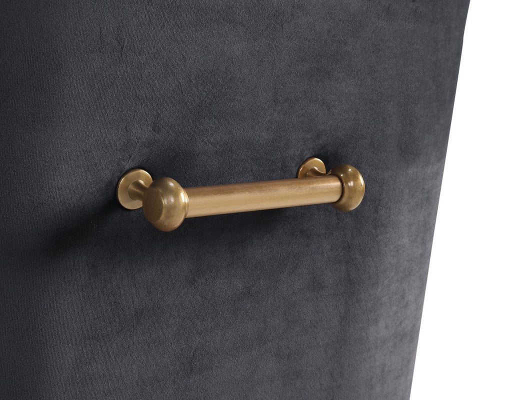 Aries Velvet Dining Chair - Grey/Gold
