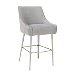 Aries Velvet Counter Stool - Light Grey