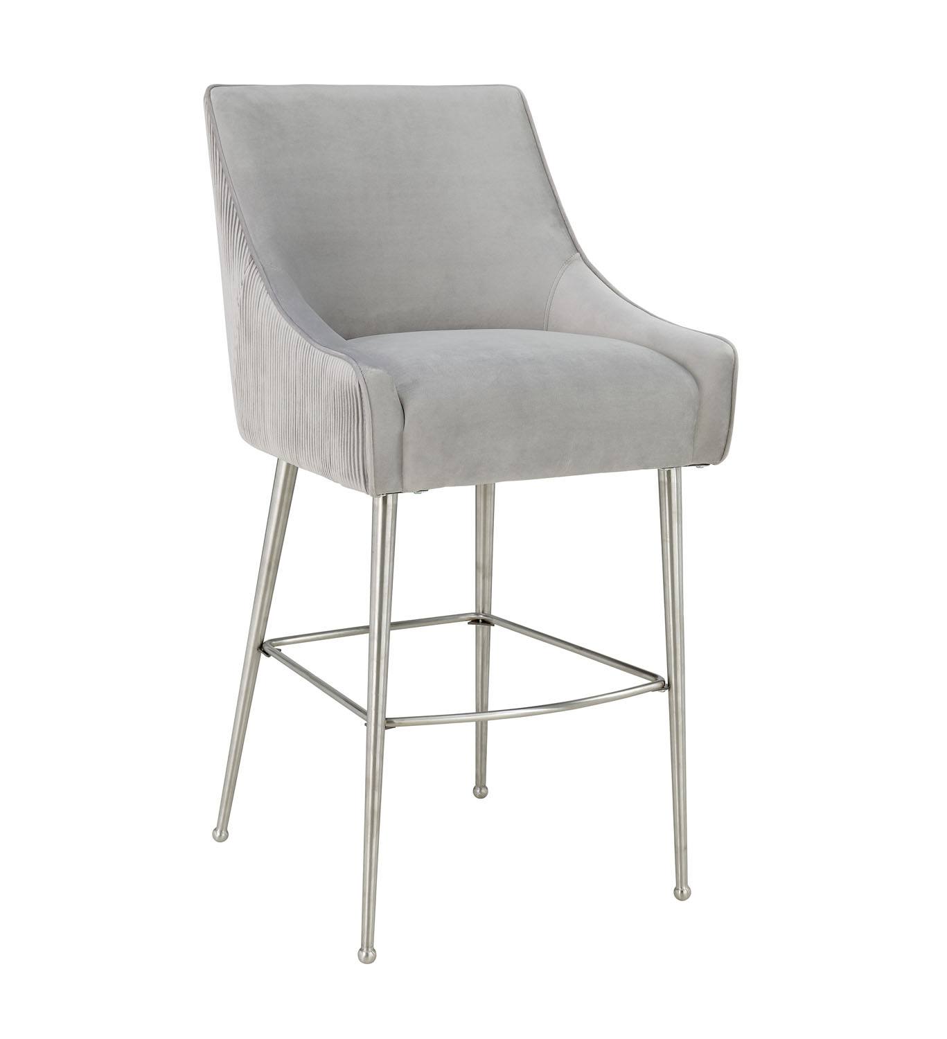 Aries Velvet Counter Stool - Light Grey